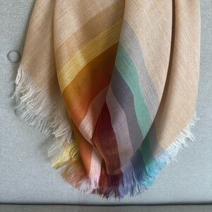 Lightweight Scarf - Peach w/ Rainbow Stripe